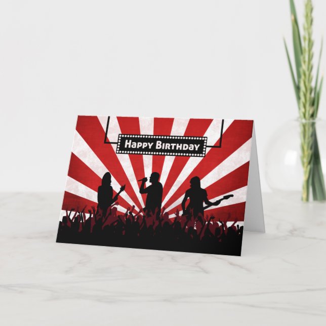 Silhouette Sten Concert w/ Sunburst Birthday Card Kort (Framsida)
