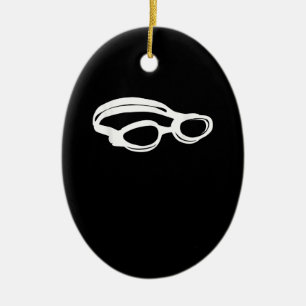 Silhouette Swimming Älskare Simma Goggles Funny Sw Julgransprydnad Keramik