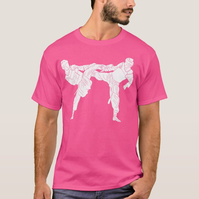 Silhouette Taekwondo Fighter Koreastrid Sparr T Shirt (Framsida)