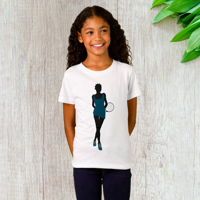 Silhouette Tennis Player Girls T-Shirt (Skapare uppladdad)
