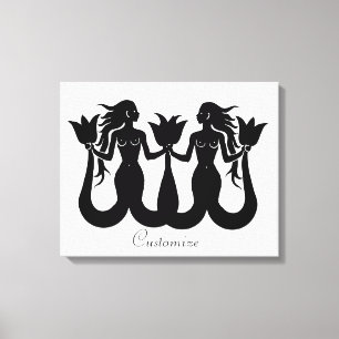 Silhouette Thunder_Cove med två Svanar-Sjöjungfrua Canvastryck