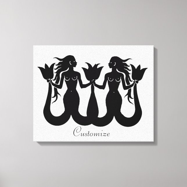 Silhouette Thunder_Cove med två Svanar-Sjöjungfrua Canvastryck (Framsida)