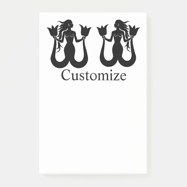 Silhouette Thunder_Cove med två Svanar-Sjöjungfrua Post-it Block (Framsida)