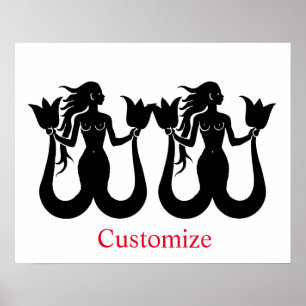 Silhouette Thunder_Cove med två Svanar-Sjöjungfrua Poster