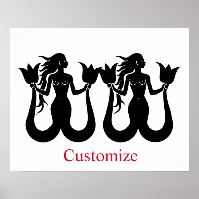 Silhouette Thunder_Cove med två Svanar-Sjöjungfrua Poster (Framsidan)