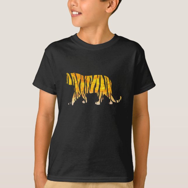 Silhouette Tiger Black and Orange T-shirt (Framsida)