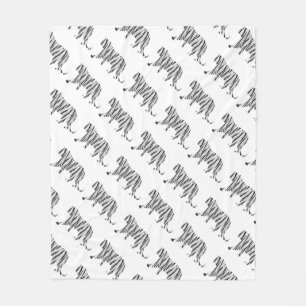 Silhouette Tiger Black and White Fleecefilt