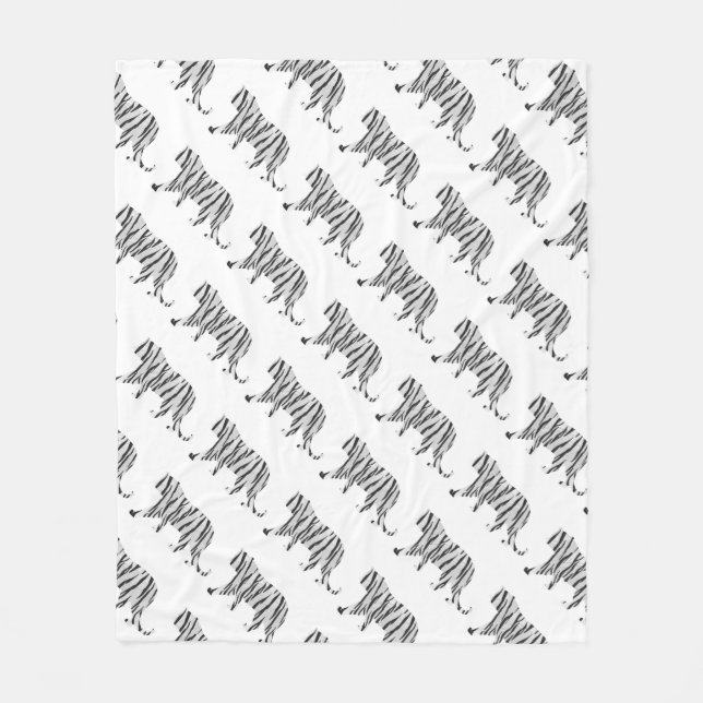 Silhouette Tiger Black and White Fleecefilt (Framsidan)