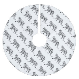 Silhouette Tiger Black and White Julgransmatta Borstad Polyester