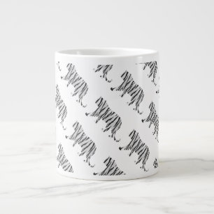 Silhouette Tiger Black and White Jumbo Mugg