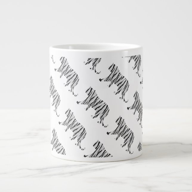 Silhouette Tiger Black and White Jumbo Mugg (Framsidan)