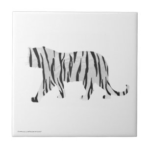 Silhouette Tiger Black and White Kakelplatta
