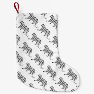 Silhouette Tiger Black and White Liten Julstrumpa
