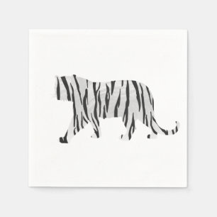 Silhouette Tiger Black and White Pappersservett