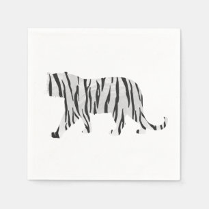 Silhouette Tiger Black and White Pappersservett