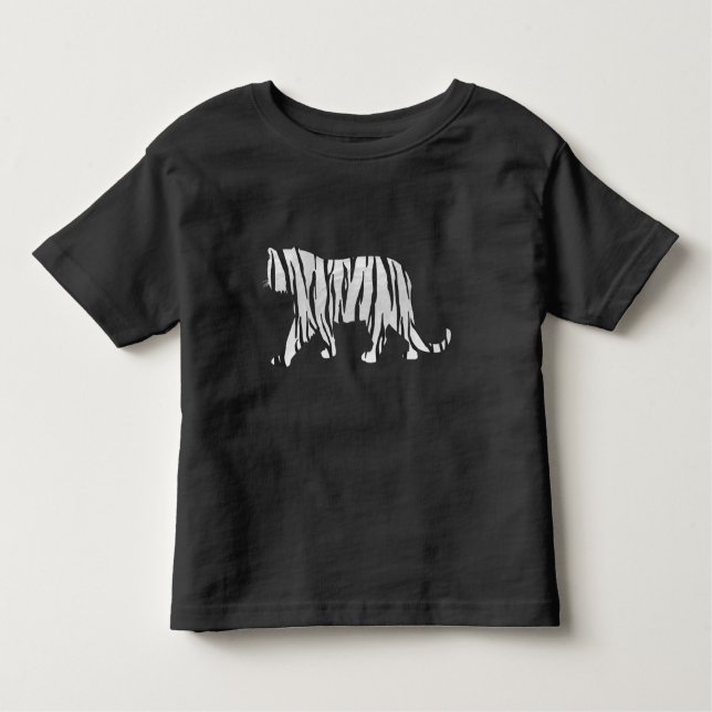Silhouette Tiger Black and White T Shirt (Framsida)
