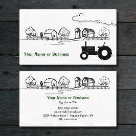 Silhouette Tractor and Cute Land Farm Visitkort