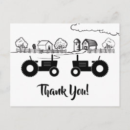 Silhouette Tractor n Farm Black - White Tack Vykort