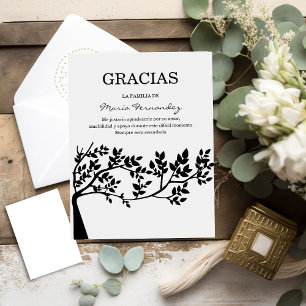 Silhouette Träd Espanol Funeral Tack Gracias Kort