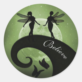 Silhouette Tro-mejerisystrar måne-klistermärken Runt Klistermärke