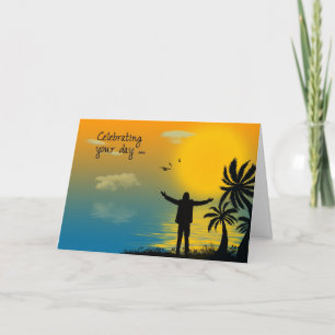 Silhouette Tropical Birthday Kort