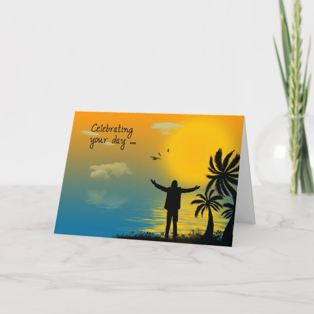 Silhouette Tropical Birthday Kort (Framsida)