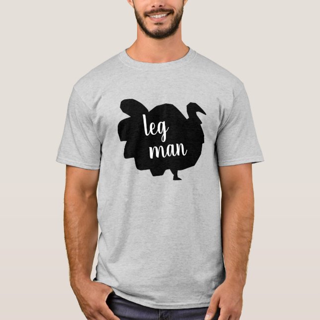 Silhouette Turkey Leg Man Lönnlig Thanksgiving T Shirt (Framsida)