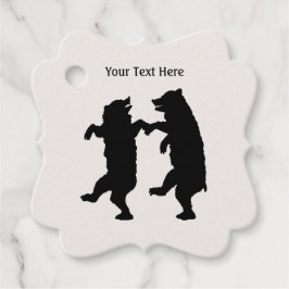 Silhouette Two Black Bears Holding Händer Dancing Gåvor Etiketter