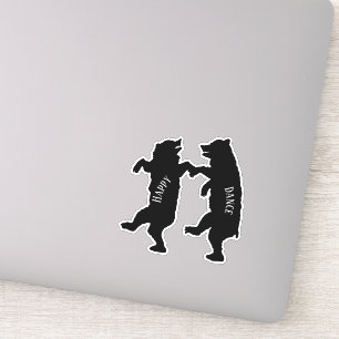Silhouette Two Lycklig Black Bears dansar Together Klistermärken