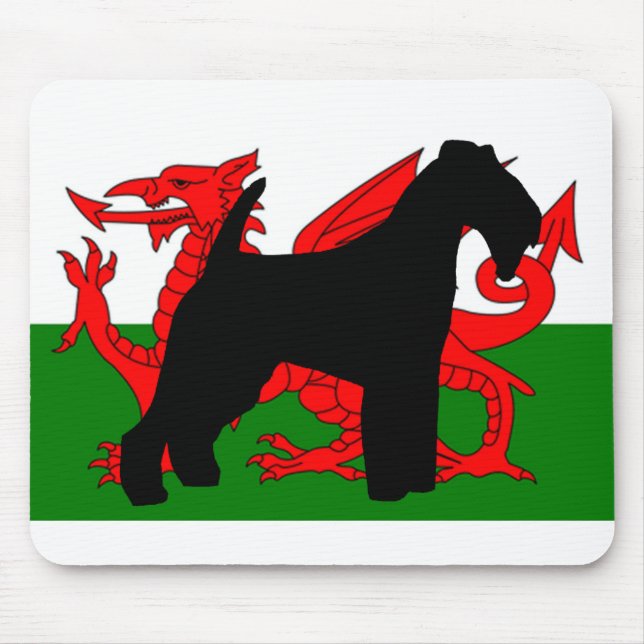 silhouette wales flag.png för welsh terrier musmatta (Framsidan)