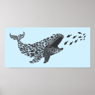 Silhouette Whale Poster