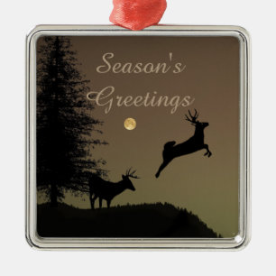 Silhouette, Whimsical Flied Reindeer Julgransprydnad Metall