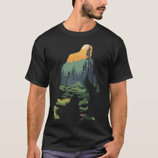 Silhouette with Scenic Forest Mountain Sunset gift T Shirt