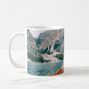 Silhouette Woman Alpine Sjö Nature Kaffemugg