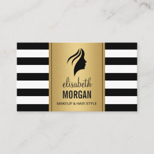 Silhouette Woman Ansikte Guld Black White Rand Visitkort