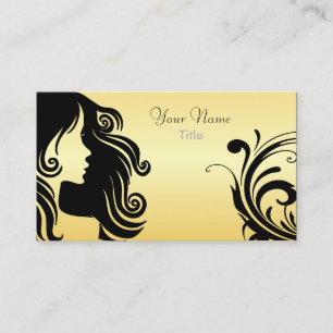 Silhouette Woman Hair Stylist - Gult Visitkort