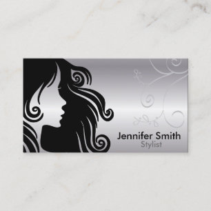 Silhouette Woman Hair Stylist Visitkort