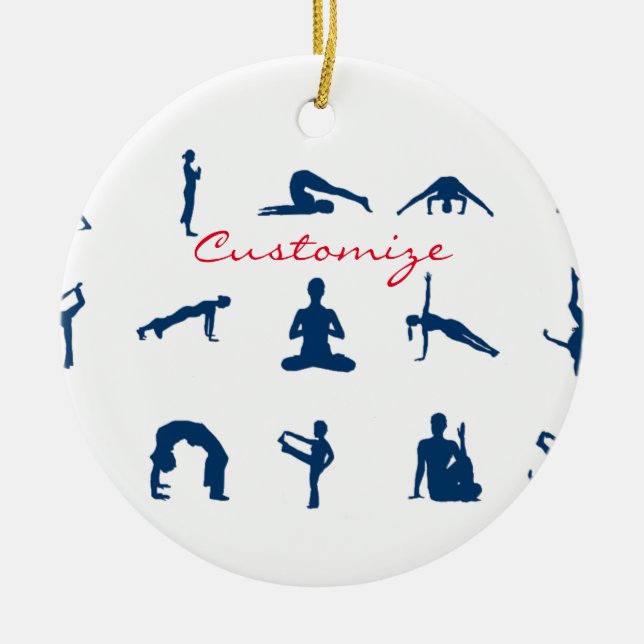 Silhouette Yoga Poses Thunder_Cove Julgransprydnad Keramik (Framsidan)