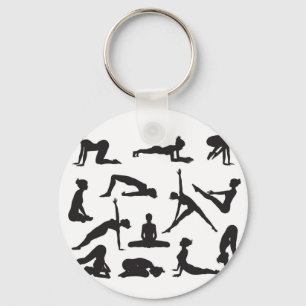 Silhouette Yoga-proppar Nyckelring