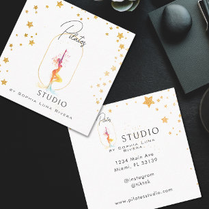 Silhouette Yoga Spa Studio Beauty Guldstjärnor Fyrkantigt Visitkort