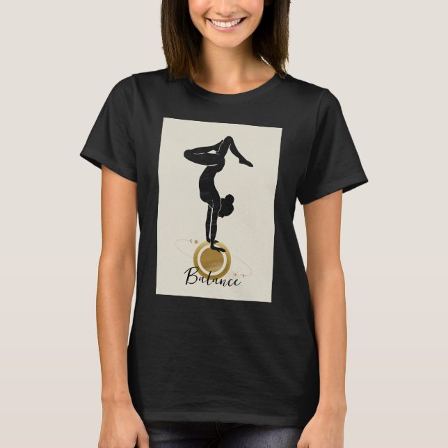 Silhouette yoga upp och ned på handställ, fryst t shirt (Framsida)