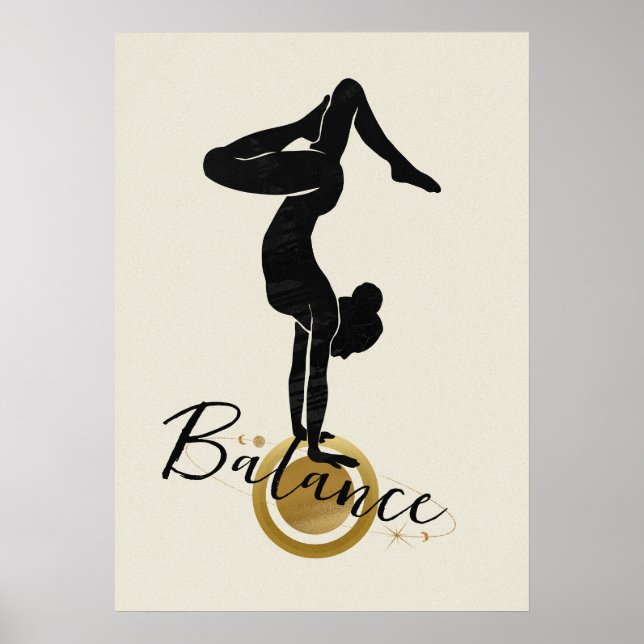 Silhouette yoga uppifrån och ned, handställ poster (Framsidan)