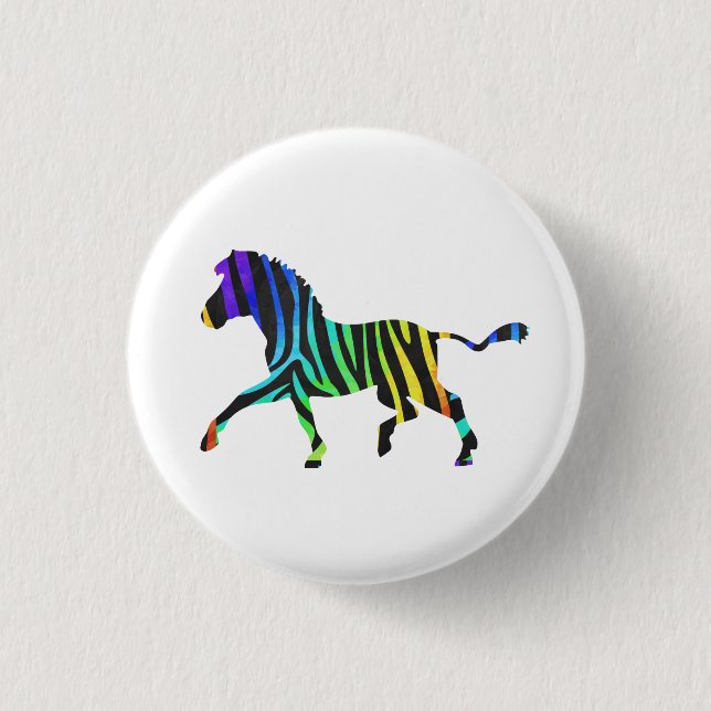 Silhouette Zebra Black och Rainbow Knapp (Framsida)