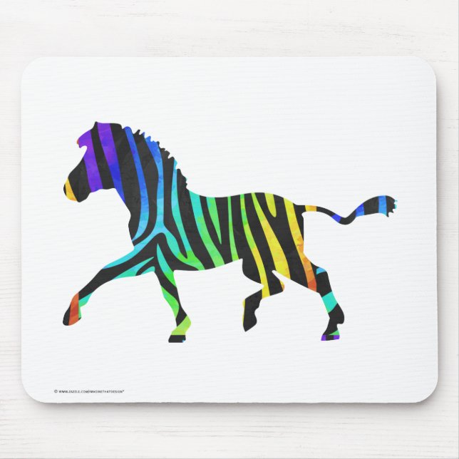 Silhouette Zebra Black och Rainbow Musmatta (Framsidan)