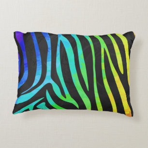 Silhouette Zebra Black och Rainbow Prydnadskudde
