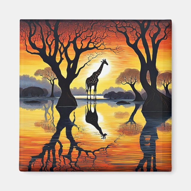 Silhouetted Giraffe Magnet (Framsidan)