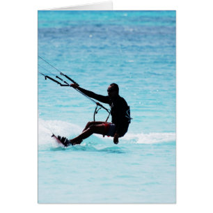 Silhouetted Kitesurfer Hälsningskort