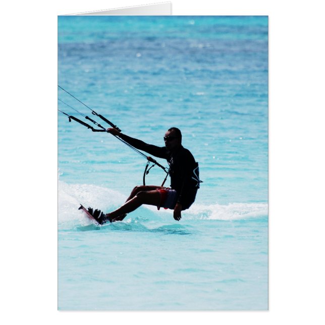 Silhouetted Kitesurfer Hälsningskort (Framsidan)