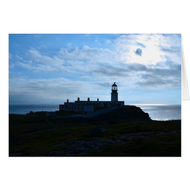 Silhouetted Neist Point Lighthouse Hälsningskort (Framsidan Horizontal)