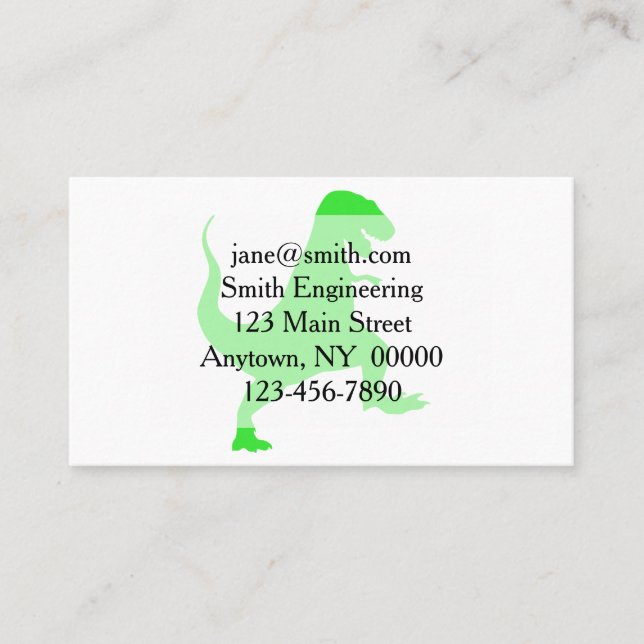 Silhouetteillustration av en tyrannosaurus rex visitkort (Framsida)